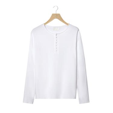 버튼 라운드넥 티셔츠 - Zara 스크래치 화이트