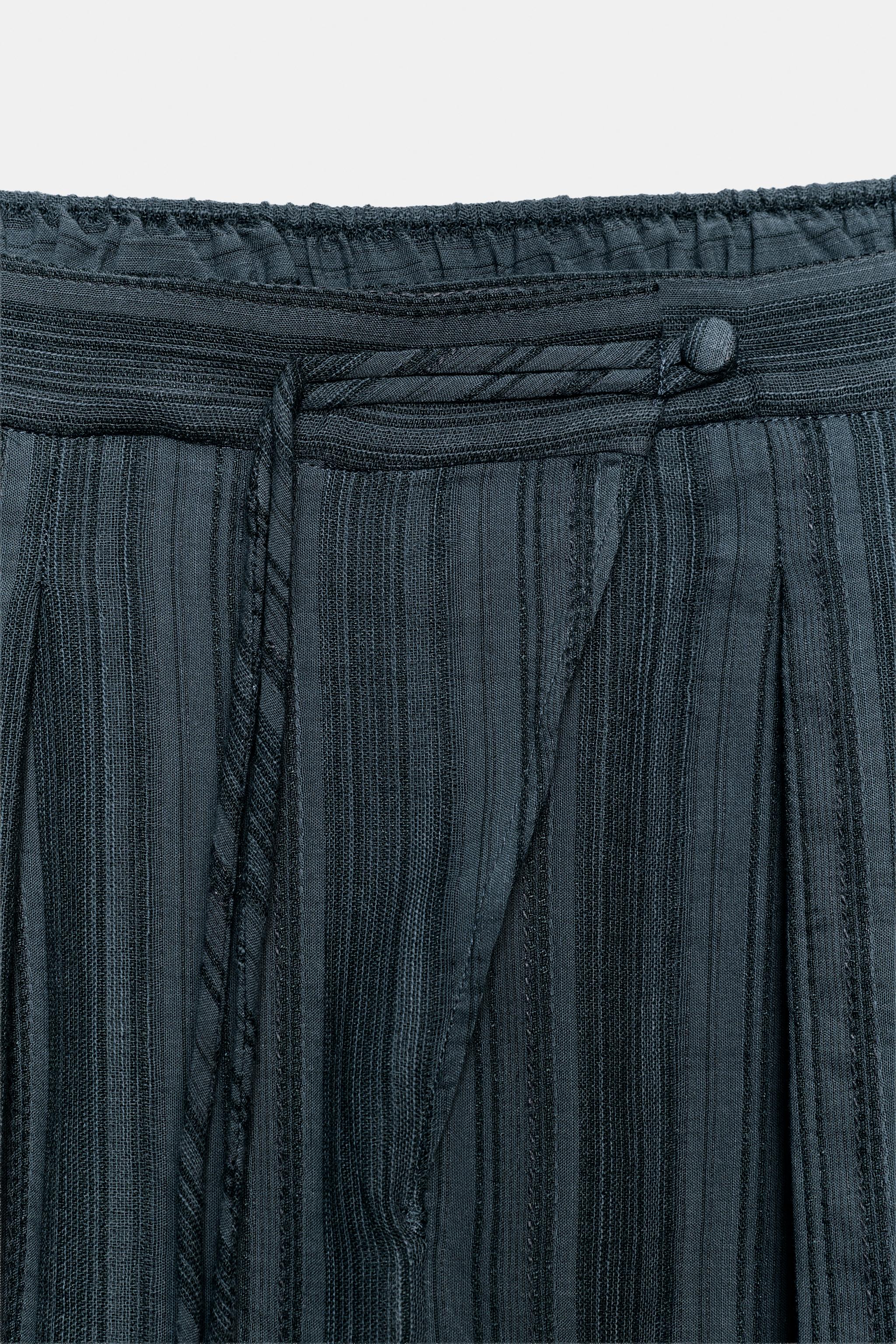 Женские брюки Zara ZW COLLECTION STRIPED BLOOMER PANTS — фото 10