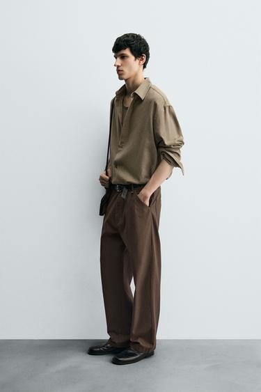 COTTON BLEND TEXTURED SHIRT - Tobacco by Zara - Image 3