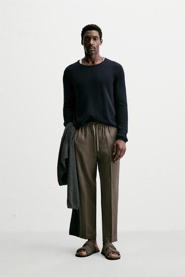 100% LINEN TROUSERS - Brown / Taupe by Zara
