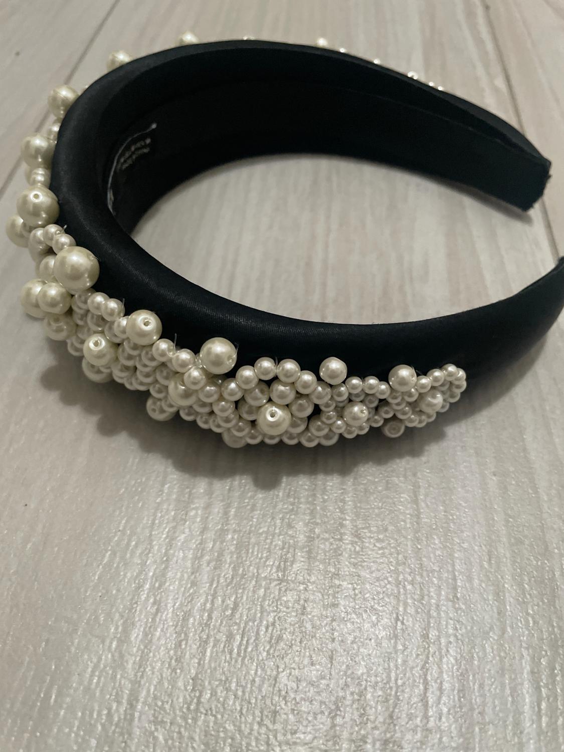 SATIN HEADBAND WITH PEARL BEADS - Image 7