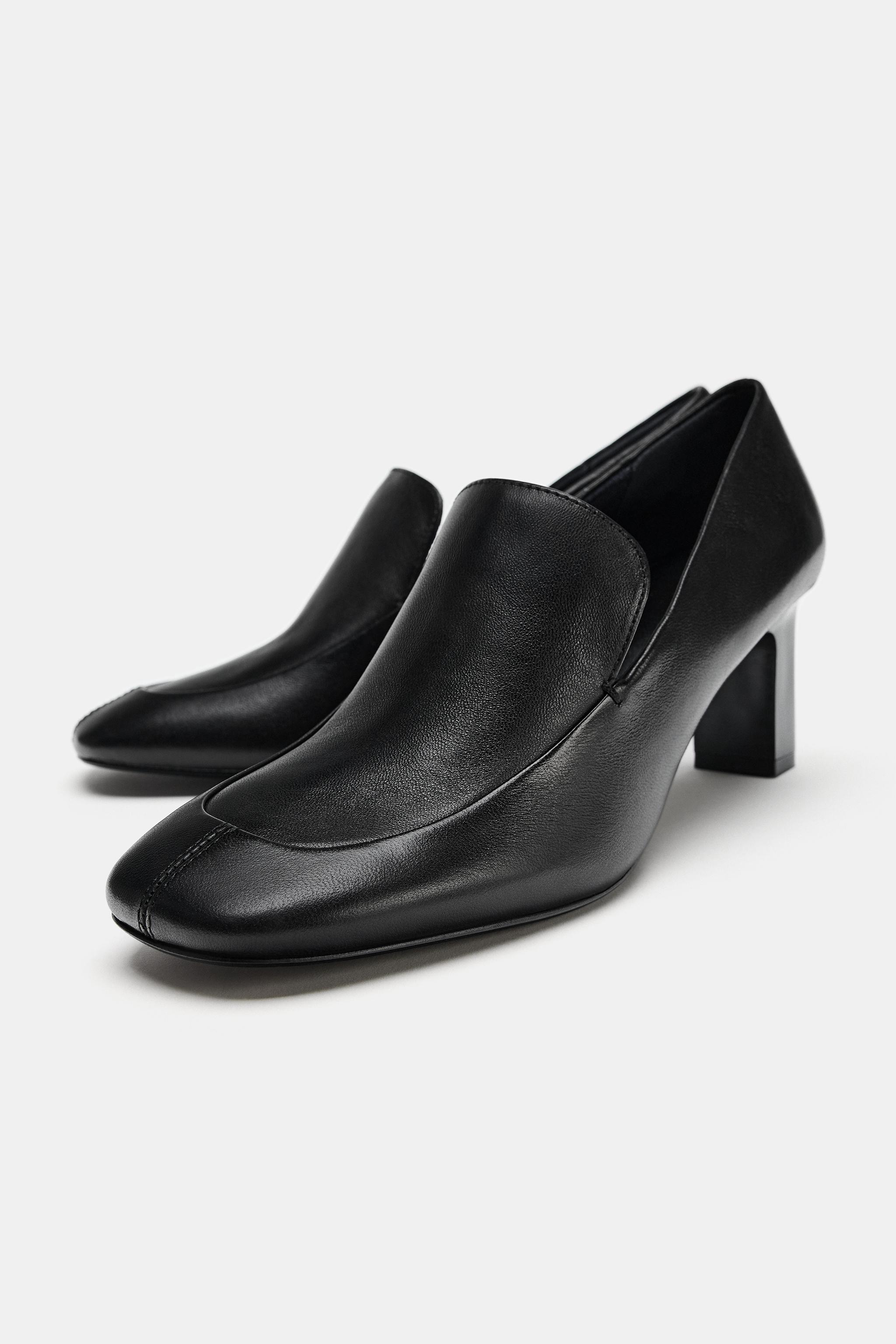 レザーヒールモカシン - ブラック | ZARA Japan / 日本