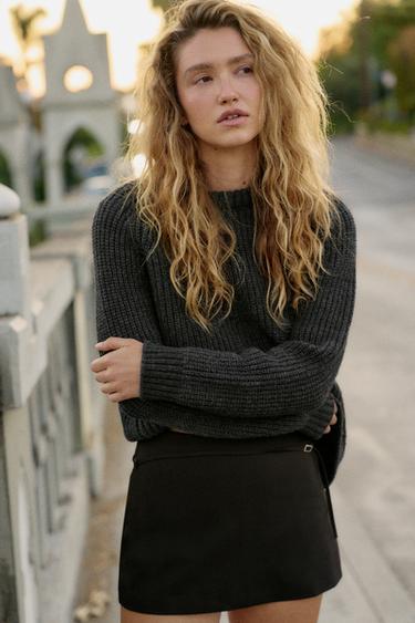 Zara BELTED SKORT - Chocolate brown