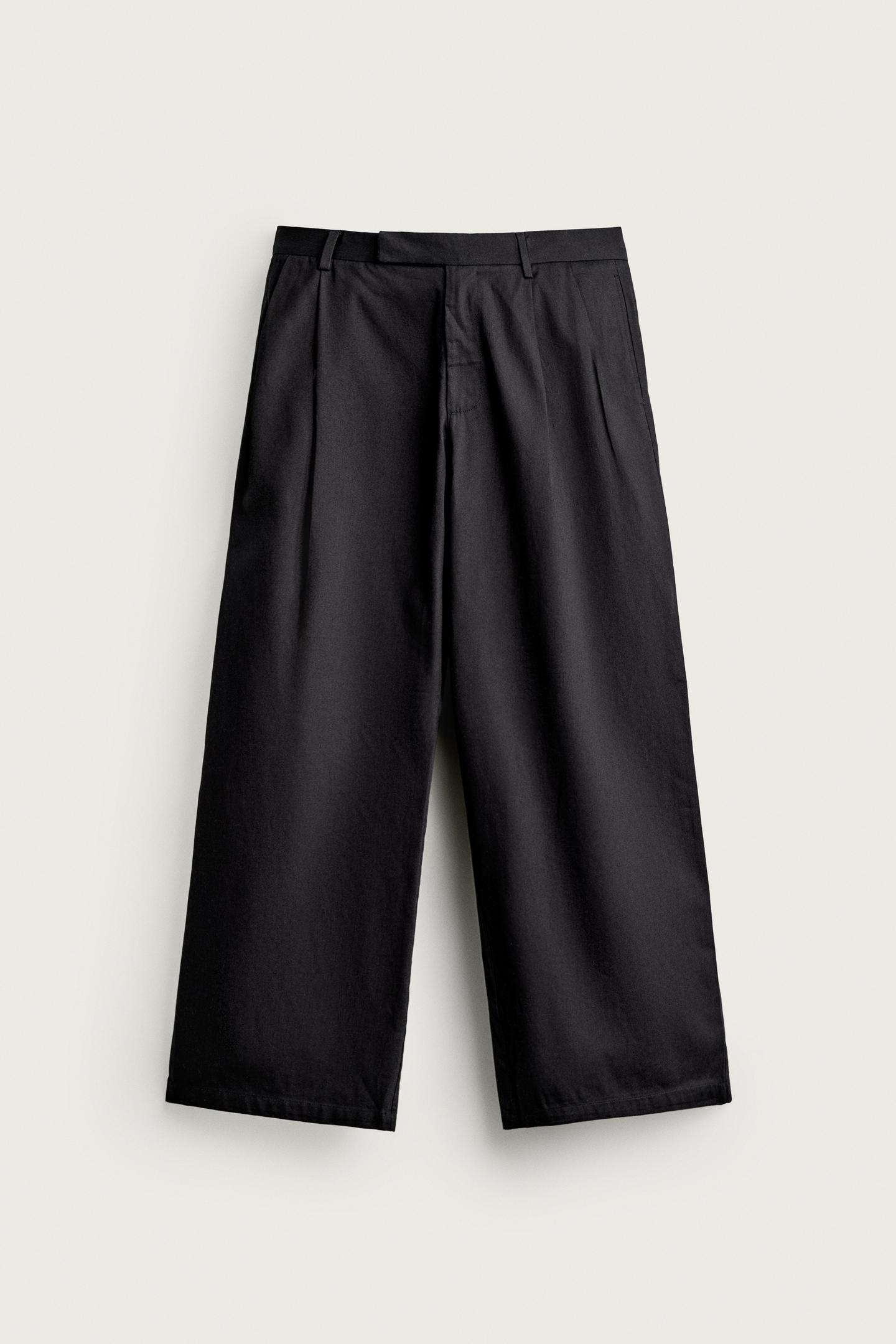 Мужские брюки Zara Relaxed Fit Pleated, цвет: Индиго — фото 5