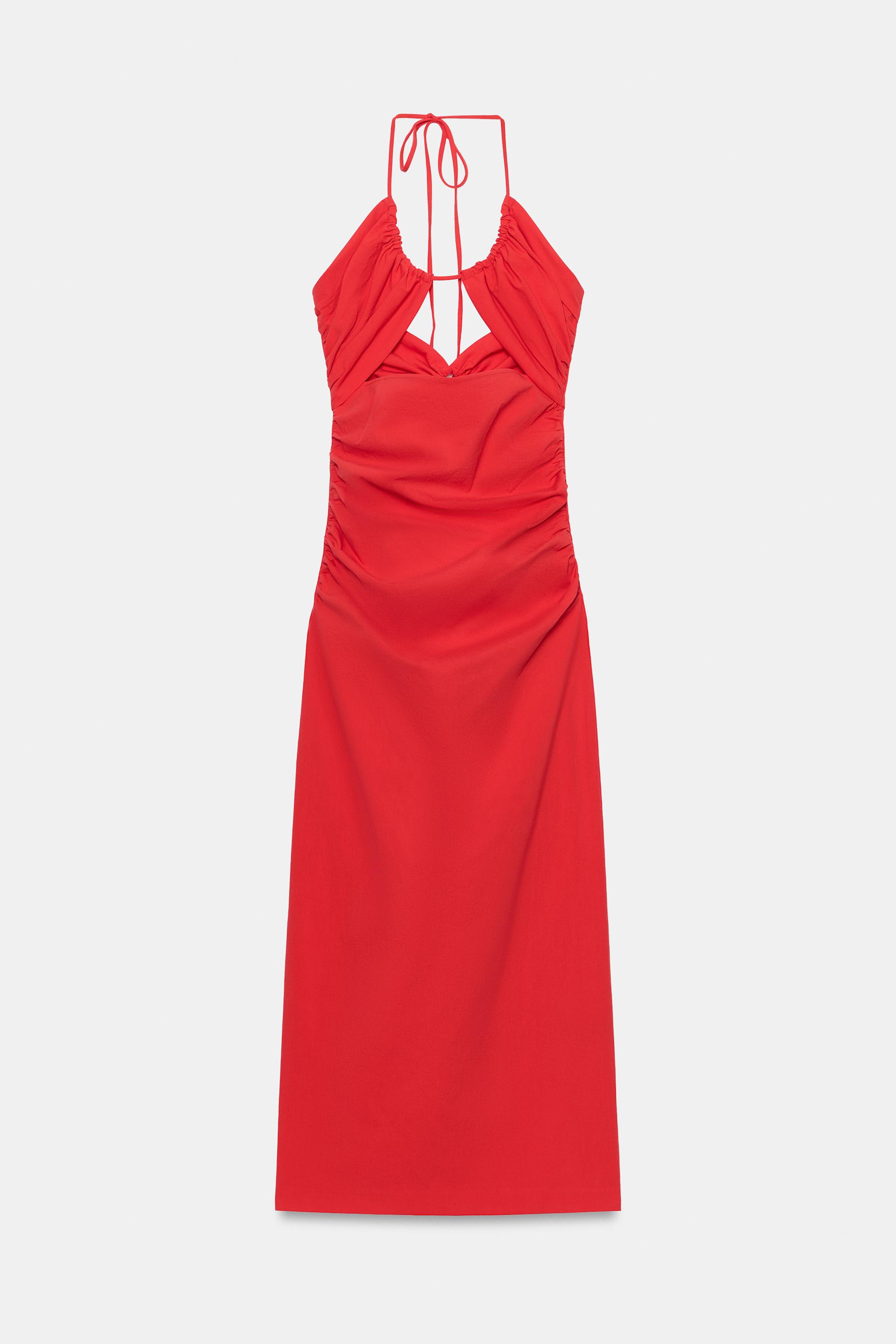 DRAPED CUT-OUT TUBE MIDI DRESS