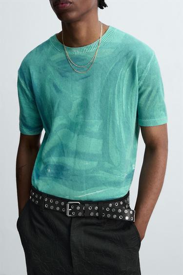 Zara GRAPHIC PRINT KNIT T-SHIRT © OTIS KWAME KYE QUAICOE - Blue