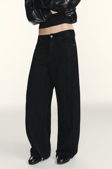 JEANS TRF BAGGY À ZIPS - Noir de Zara