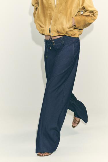 PANTALON À JAMBES LARGES - Indigo de Zara - Image 1