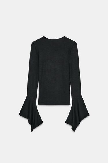 HAUT MANCHES À VOLANTS - Noir de Zara - Image 6
