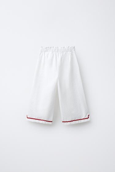 CULOTTES WITH CONTRAST WAVY TEXTURE - Oyster-white by Zara - Image 1