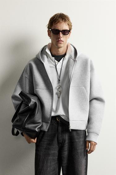SUDADERA TÉCNICA CAPUCHA CREMALLERA - Gris vigoré de Zara