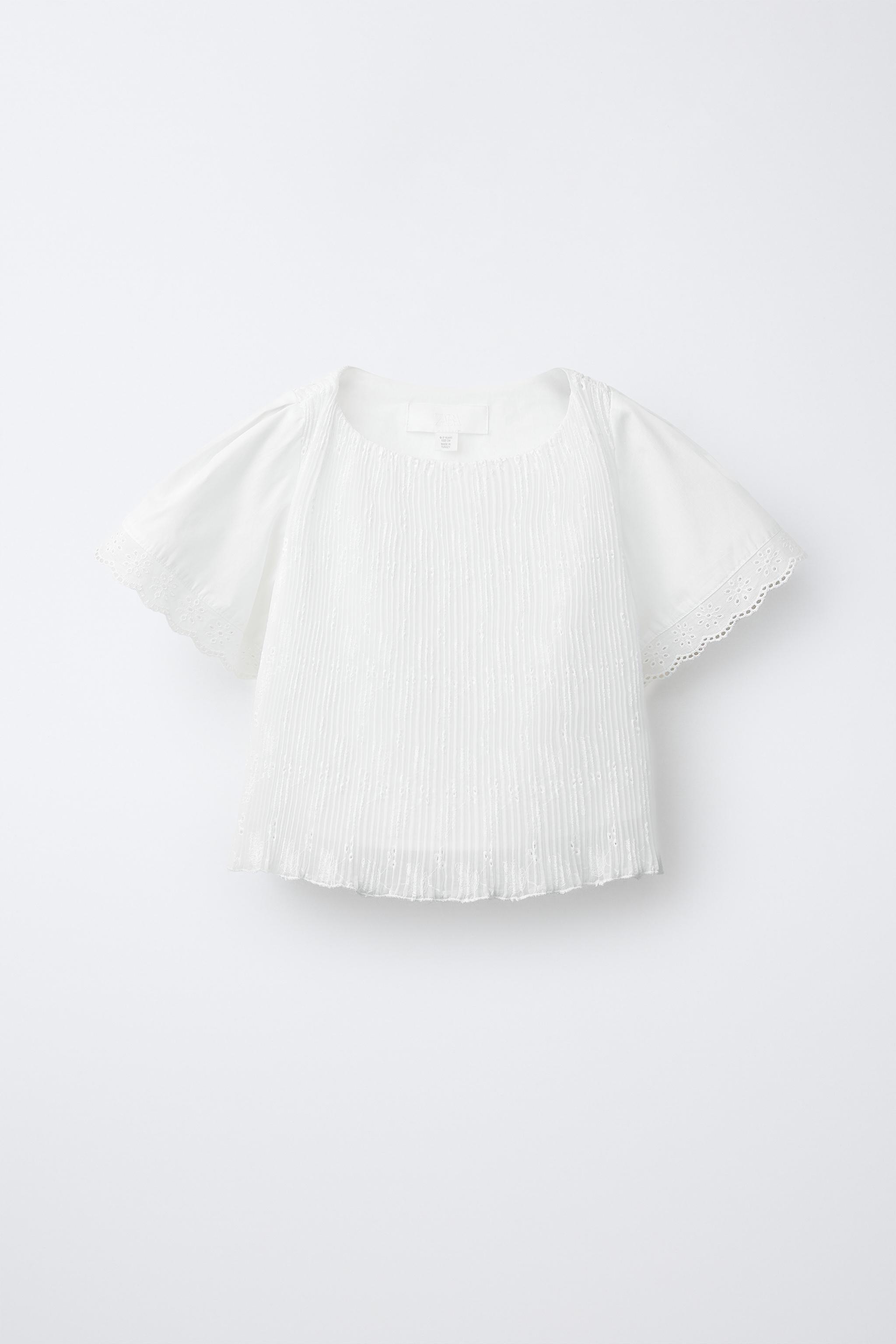 プリーツレーストップス - ホワイト | ZARA Japan / 日本