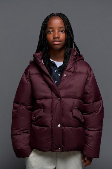 WATER-REPELLENT HOODED PADDED JACKET - Burgundy by Zara