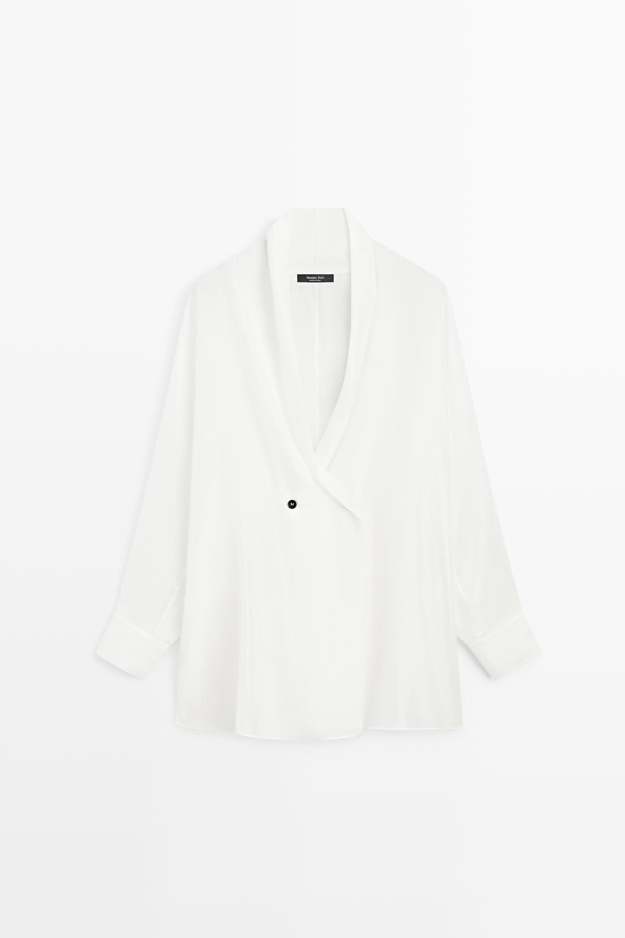 Flowing 100% silk tuxedo-style kimono