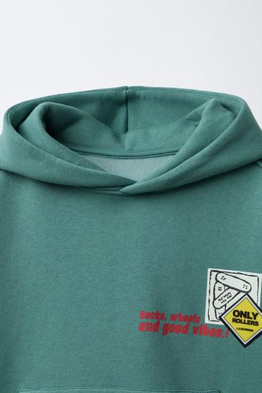 SKATE PATCH HOODIE - Sea green by Zara - Image 2