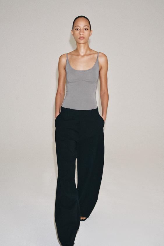 ZW COLLECTION 100% WOOL WIDE-LEG TROUSERS - Black by Zara - Image 1