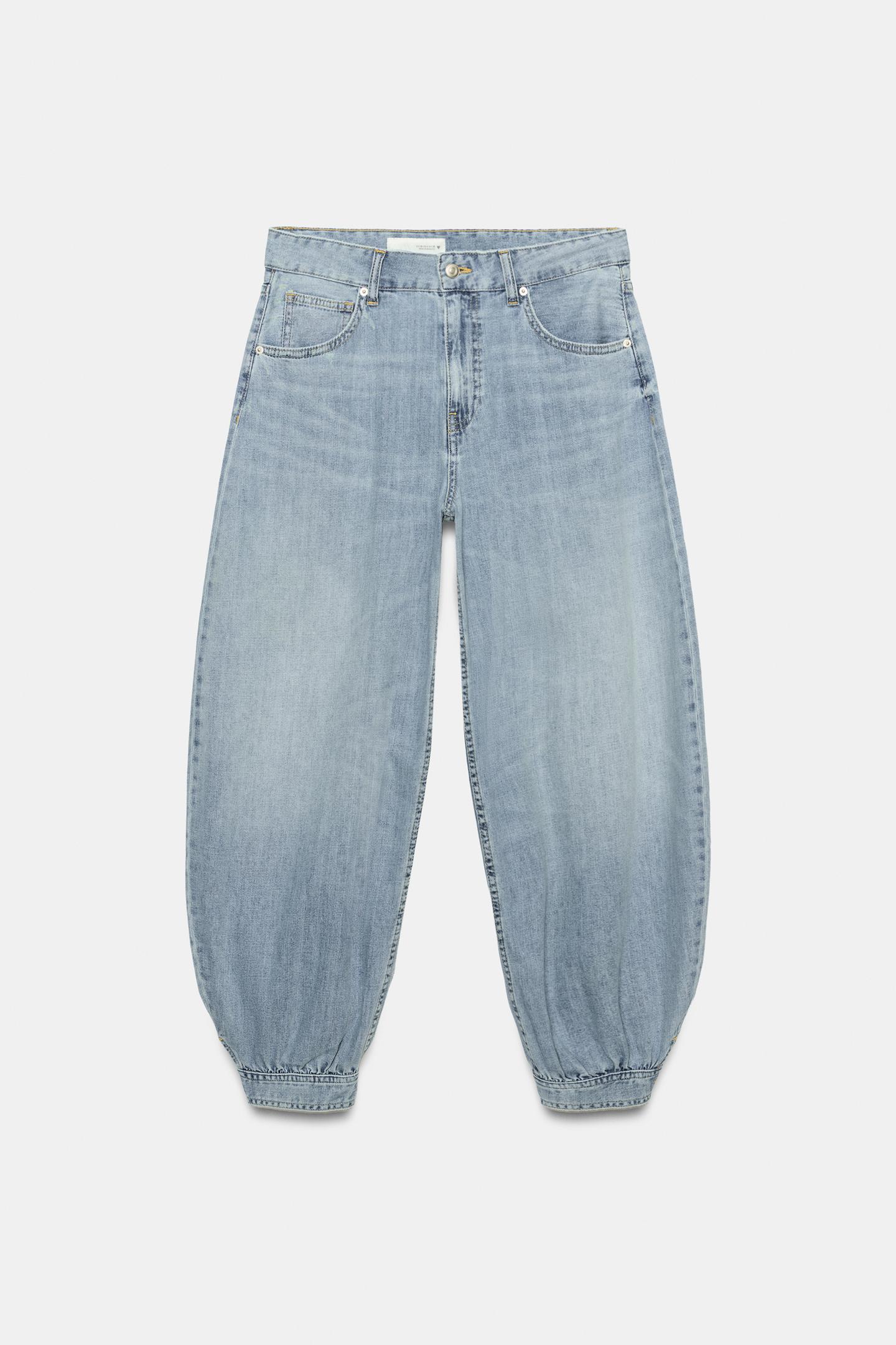 Женские джинсы Zara Mid-Rise Balloon Fit Trf, цвет: Светлый синий — фото 6