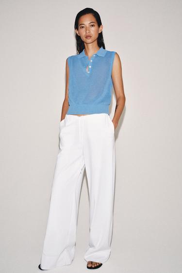 KNIT SLEEVELESS POLO SHIRT - Blue by Zara
