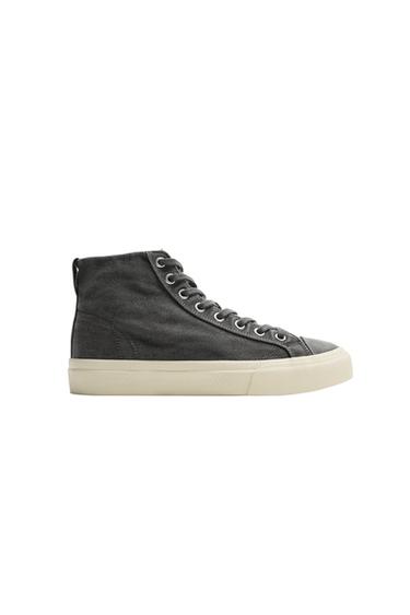 Zara FABRIC HIGH-TOP SNEAKERS - Black