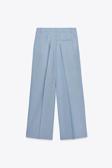 STRAIGHT-LEG TROUSERS WITH DARTS - Blue by Zara - Image 7