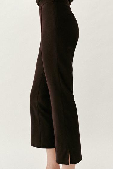 PANTALON MINI FLARE AVEC LIN - Marron foncé de Zara - Image 4