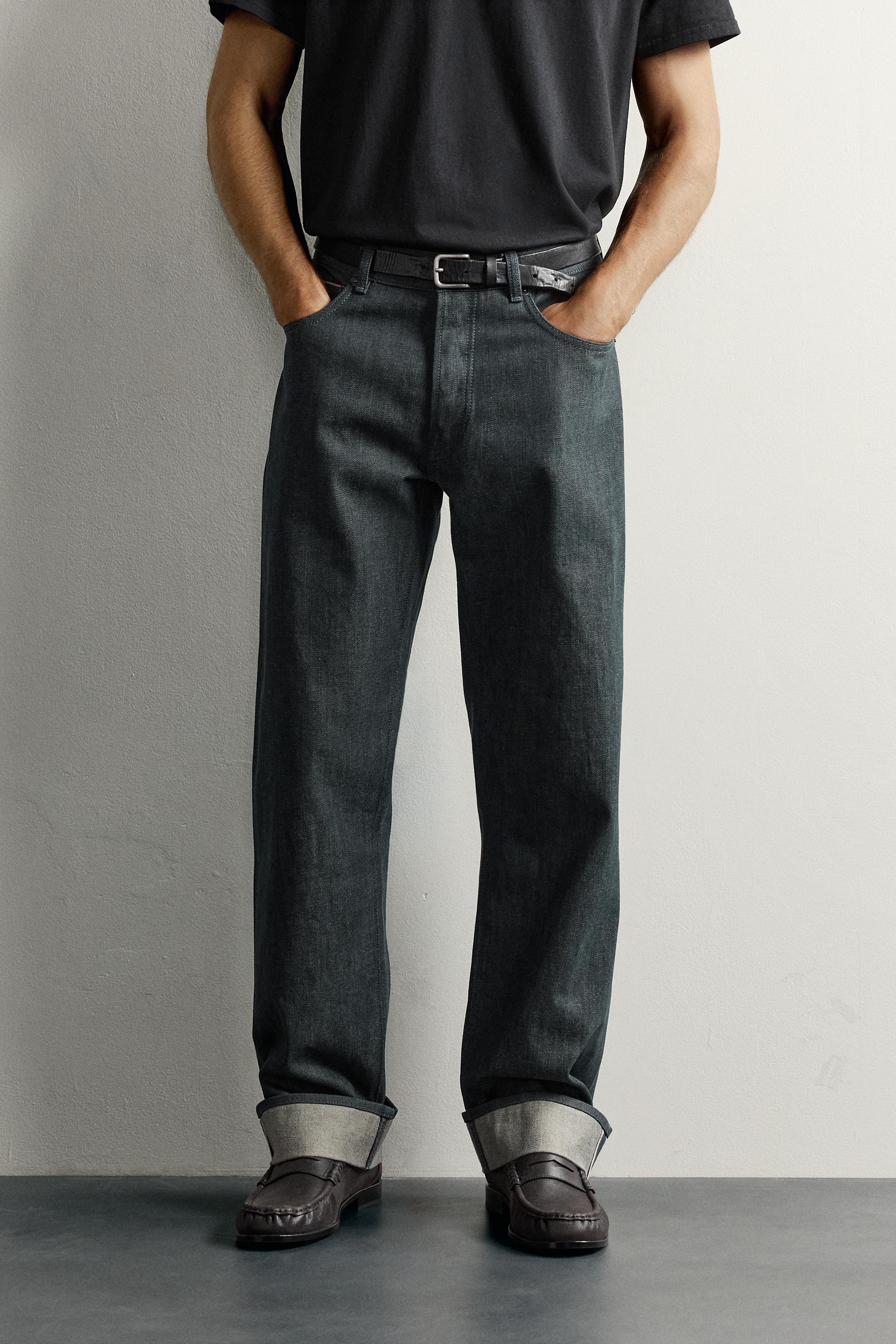 Zara STRAIGHT FIT KIVRIK PAÇALI SELVEDGE JEAN görsel 2