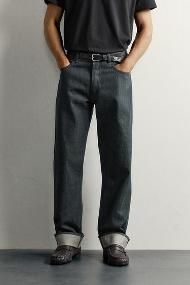 SELVEDGE CUFFED STRAIGHT-FIT JEANS — Blue / Gray 2