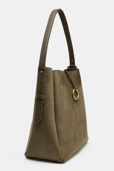 MAXI BUCKET BAG WITH METAL RING - Green by Zara - Image 3