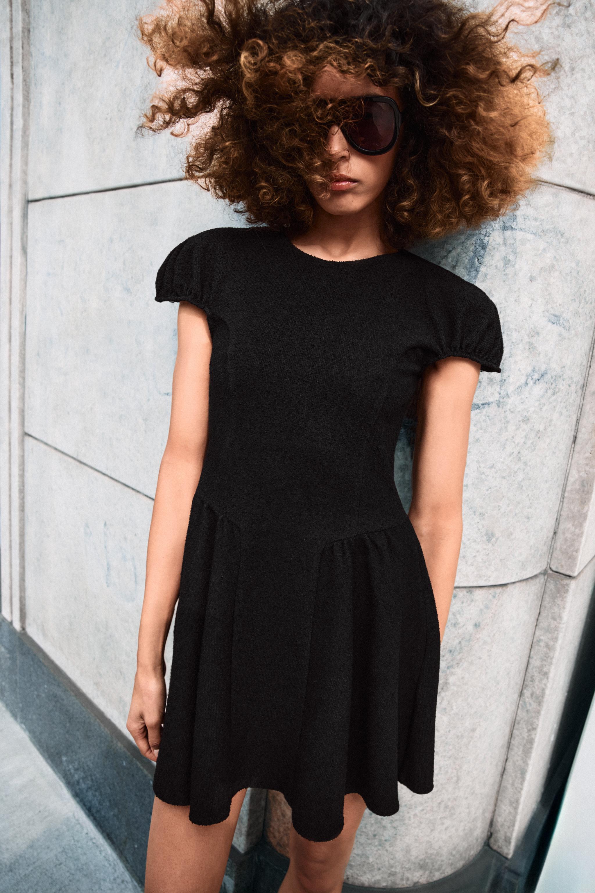 BOUCLÉ PUFF SLEEVE DRESS