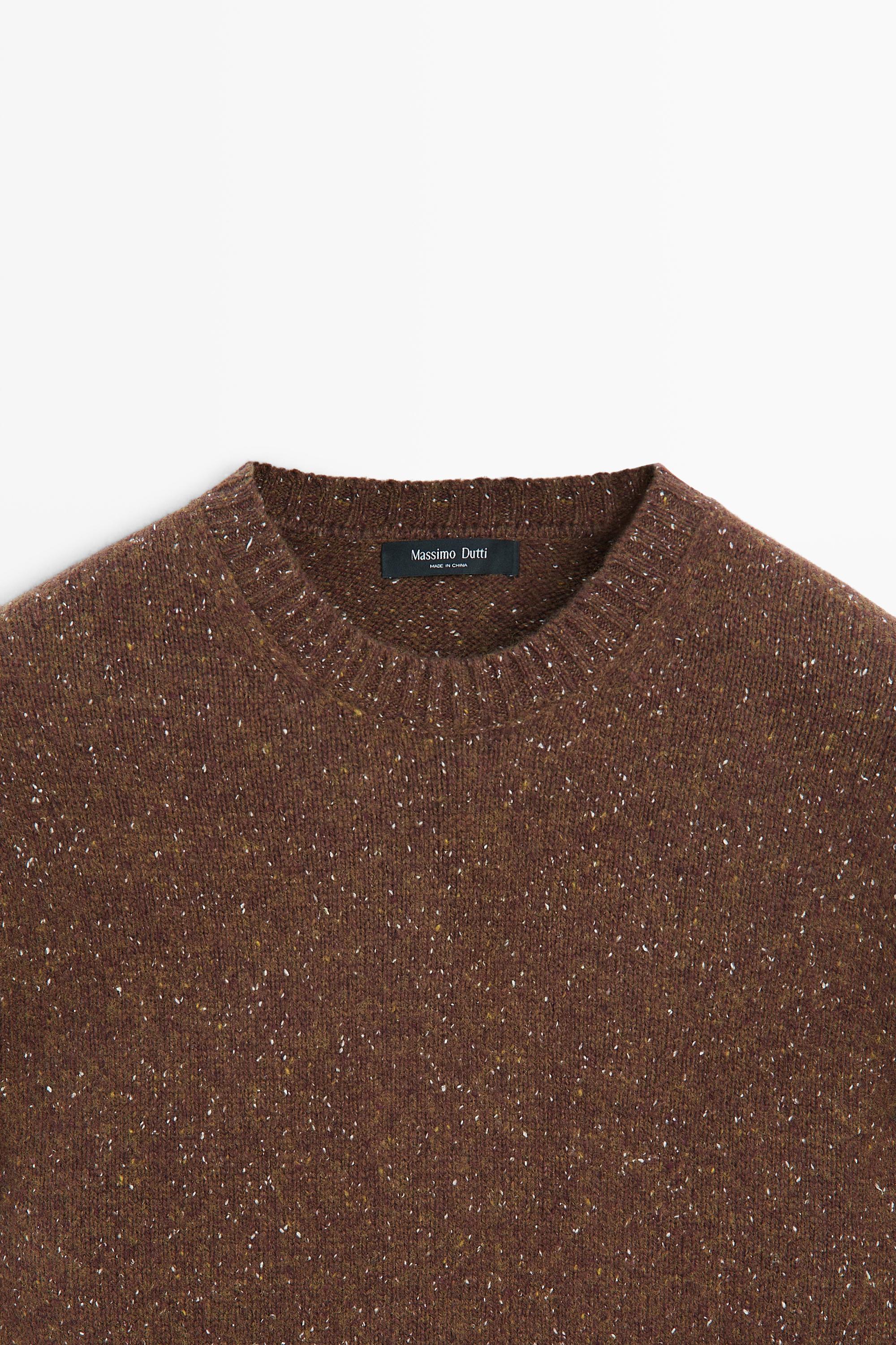 Flecked wool-blend knit sweater