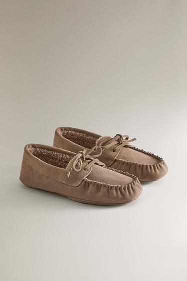WARM LEATHER LOAFERS - Brown by Zara - Image 1