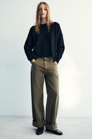 ZW COLLECTION MID-WAIST BAGGY JEANS - Khaki by Zara