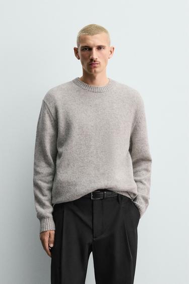 Zara REGULAR FIT 100% WOOL JUMPER - Gray marl