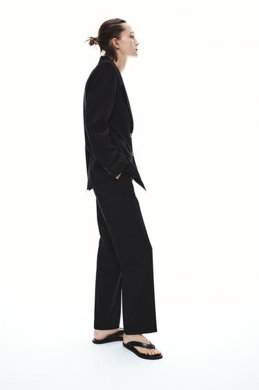 Zara LOW RISE STRAIGHT LEG PANTS ZW COLLECTION - Black