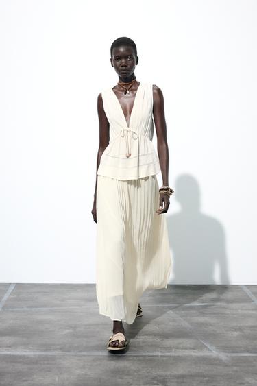 SLEEVELESS ENTREDEUX TOP - Ecru by Zara - Image 0