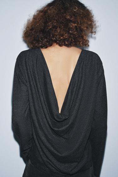 SOFT TOP WITH DRAPED BACK - Dark grey marl by Zara - Image 1
