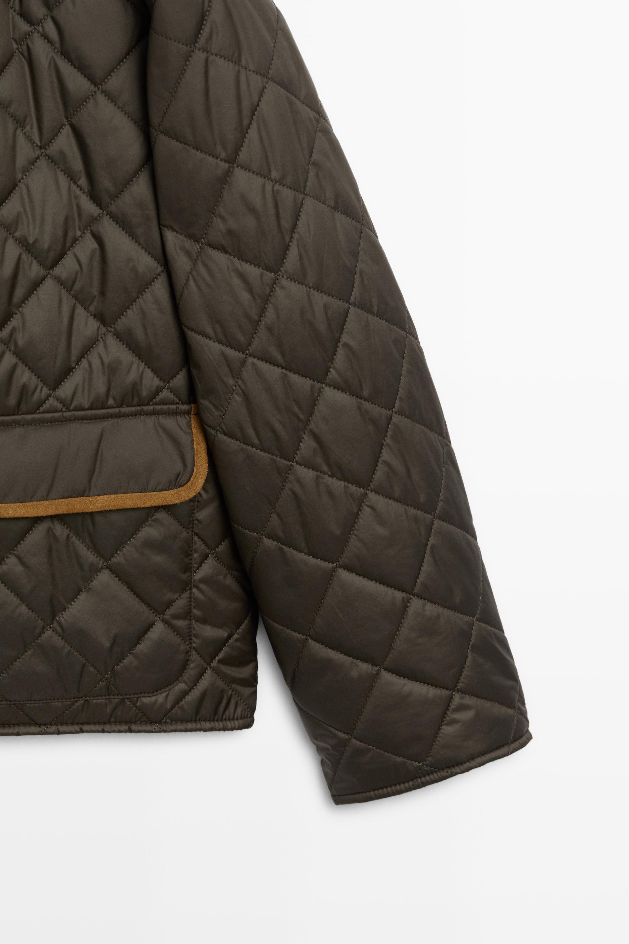 Veste courte matelassée combinée en cuir