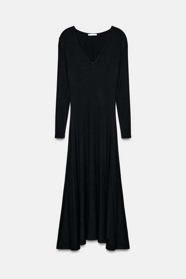 LONG V-NECK DRESS - Black by Zara