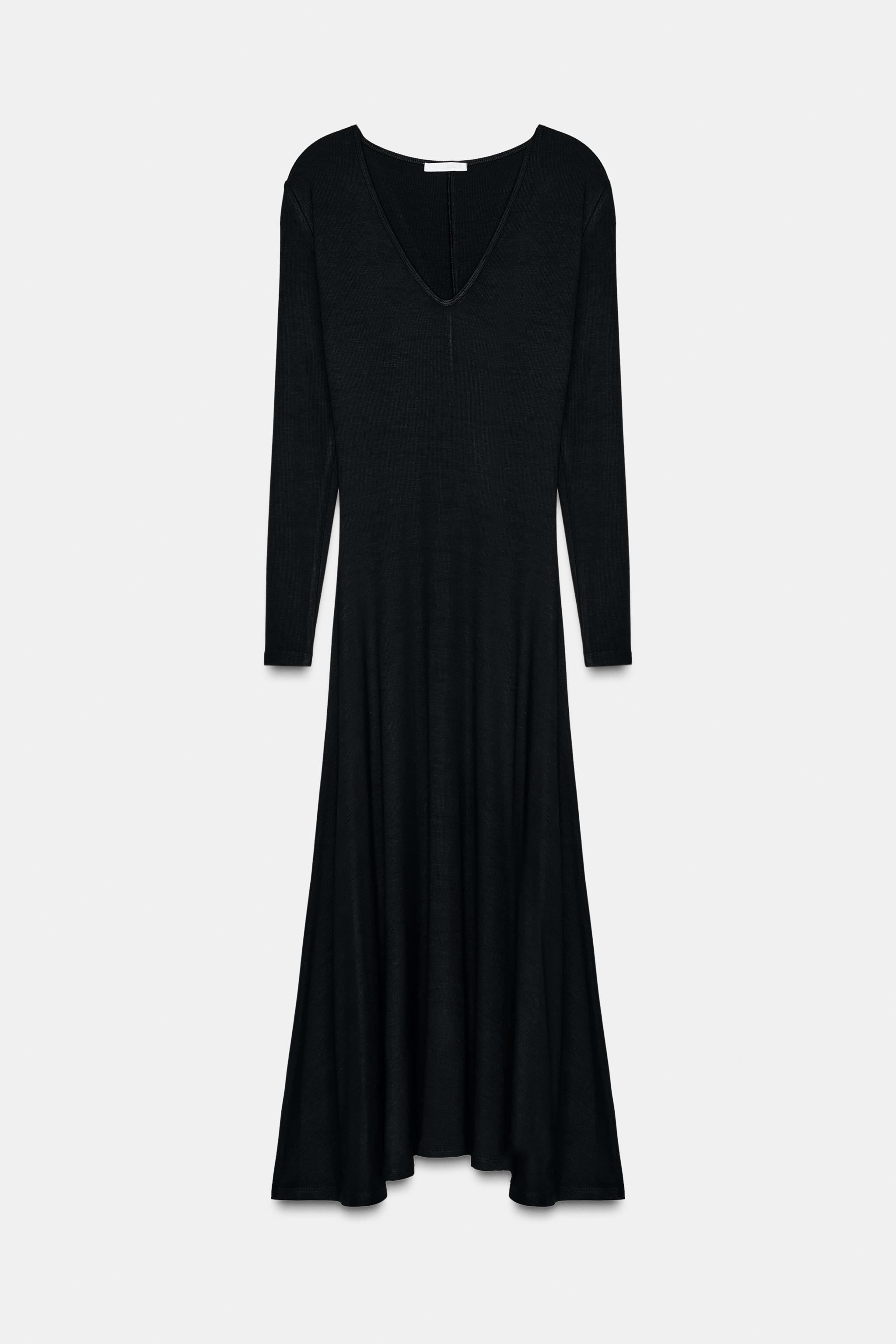 LONG V-NECK DRESS