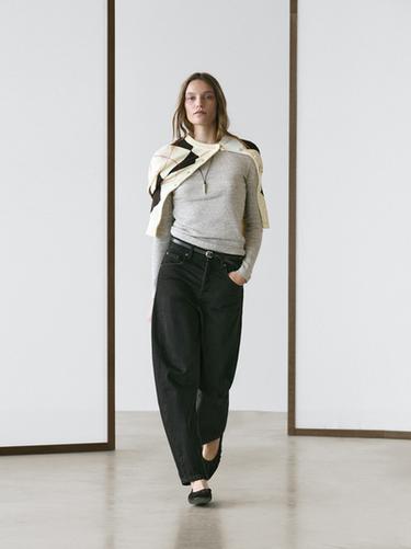 Zara Mid-rise balloon fit jeans - Chocolate