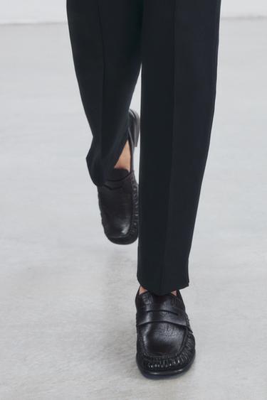 LEATHER SQUARE-TOE LOAFERS — Chocolate Brown 2