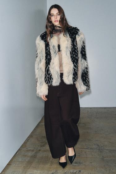 SHORT FAUX FUR COAT ZW COLLECTION - Multicoloured by Zara - Image 3
