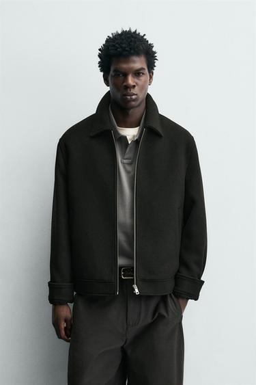 SYNTHETIC WOOL JACKET WITH ZIP - Black by Zara