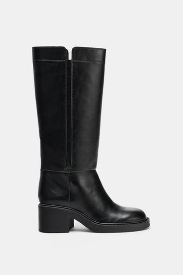 Zara BLOCK HEEL BOOTS - Black