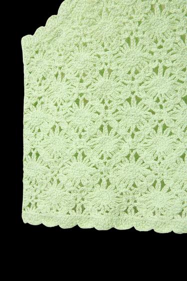 CROCHET KNIT CROPPED TOP - Light green by Zara