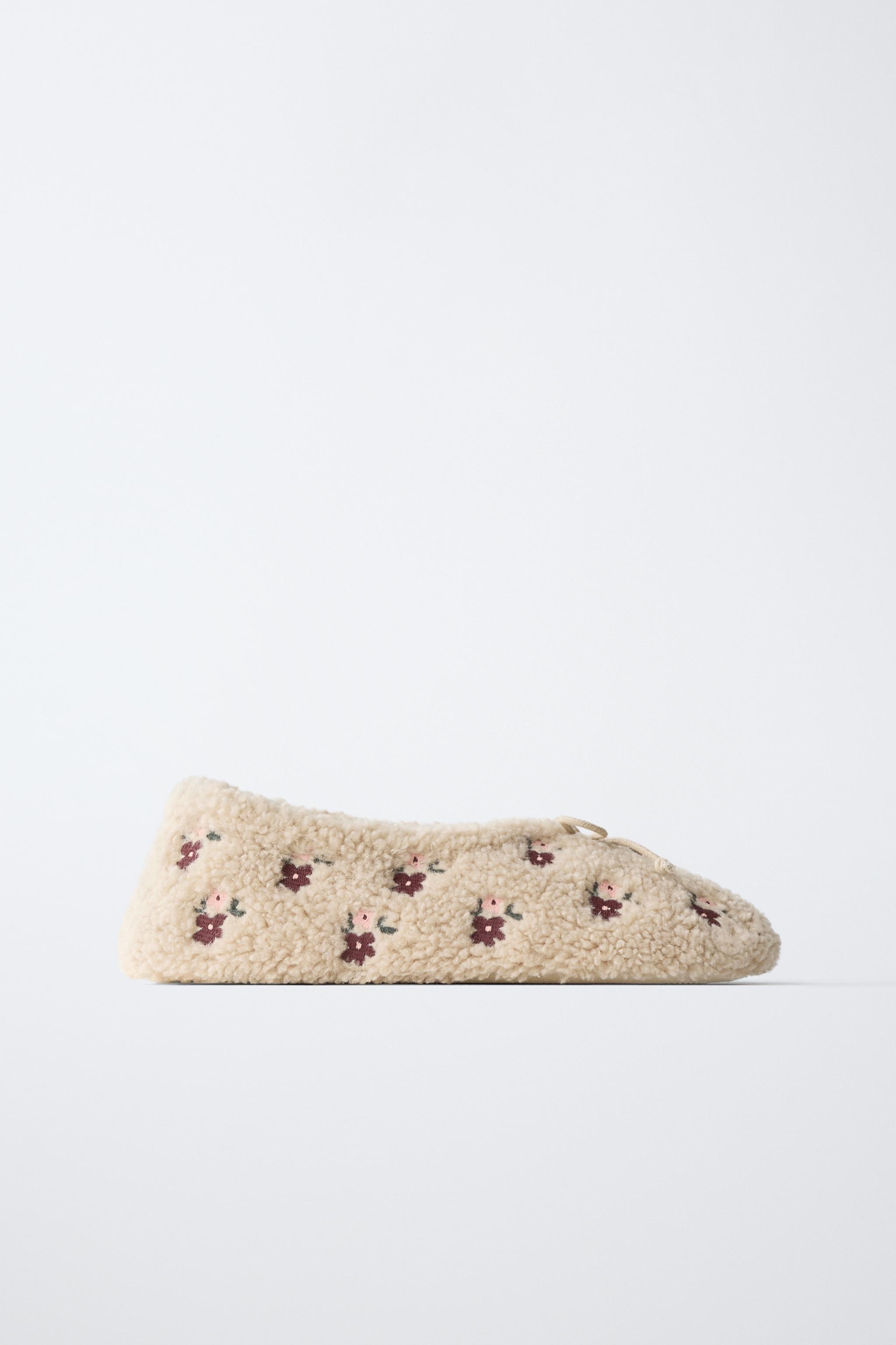 FLORAL SLIPPERS — Beige