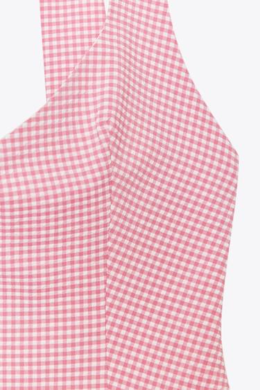 TOP HALTER NŒUD DOS - Rose / Blanc de Zara - Image 2