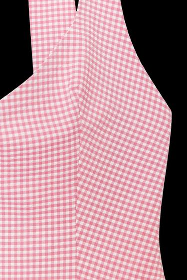 TOP HALTER LAZO ESPALDA - Rosa / Blanco de Zara
