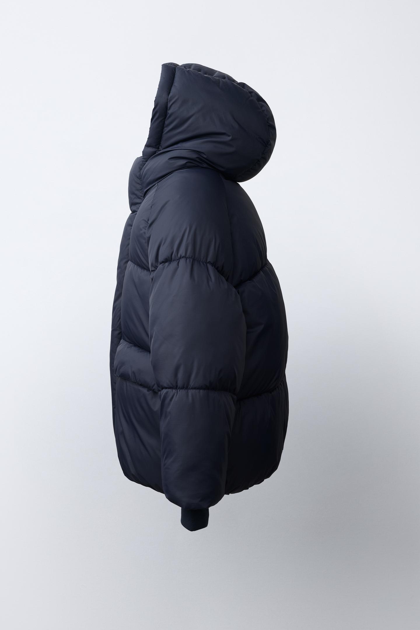 Детская куртка Zara Water-Repellent Hooded Puffer, цвет: Тёмно-синий — фото 4