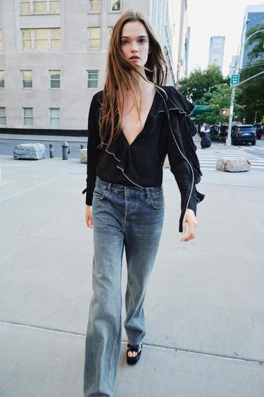 JEANS ZW COLLECTION RELAXED TIRO MEDIO - Azul de Zara